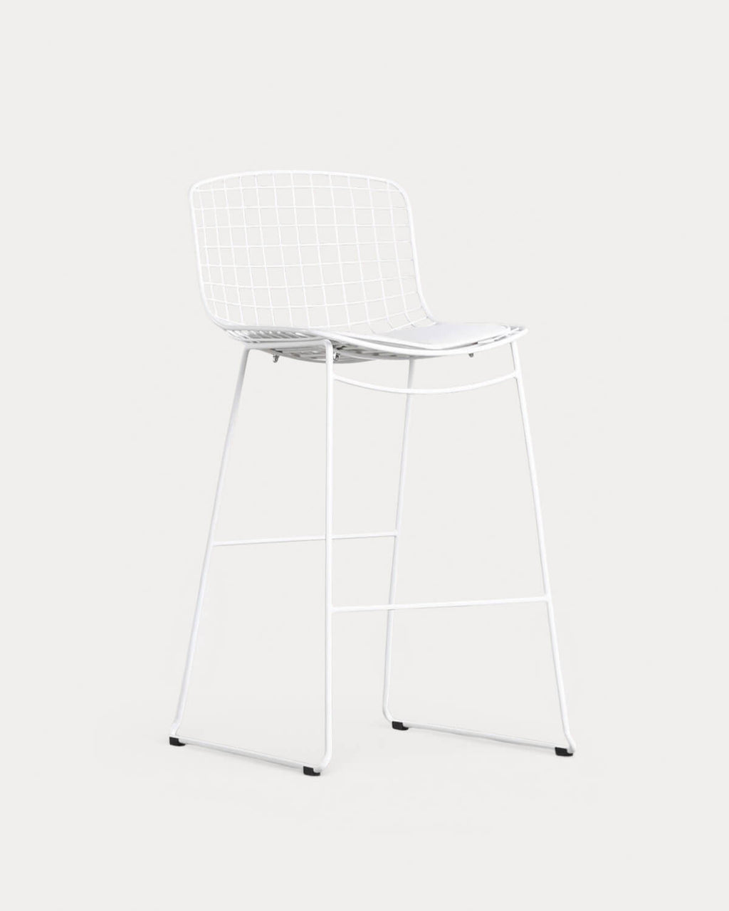 Aras Low Back Metal Bar Stool - Polar White