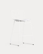 Aras Low Back Metal Bar Stool - Polar White