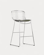 Aras Low Back Metal Bar Stool - Chrome gray