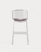 Aras Low Back Metal Bar Stool - Chrome gray
