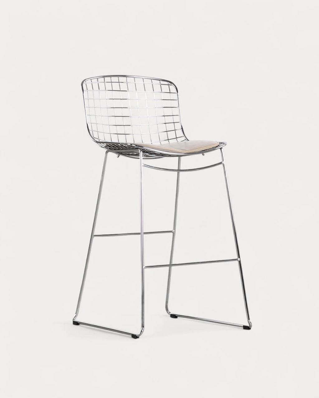 Aras Low Back Metal Bar Stool - Chrome gray