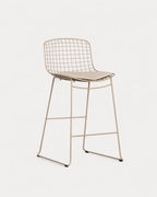 Aras Low Back Metal Bar Stool - Brown Clay