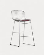 Aras Low Back Metal Bar Stool - Chrome gray
