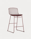 Aras Low Back Metal Bar Stool - Red Tinto