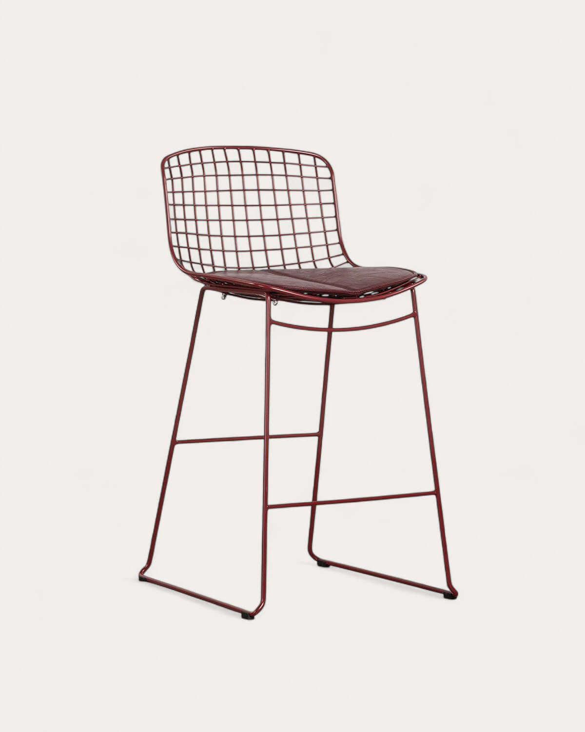 Aras Low Back Metal Bar Stool - Red Tinto