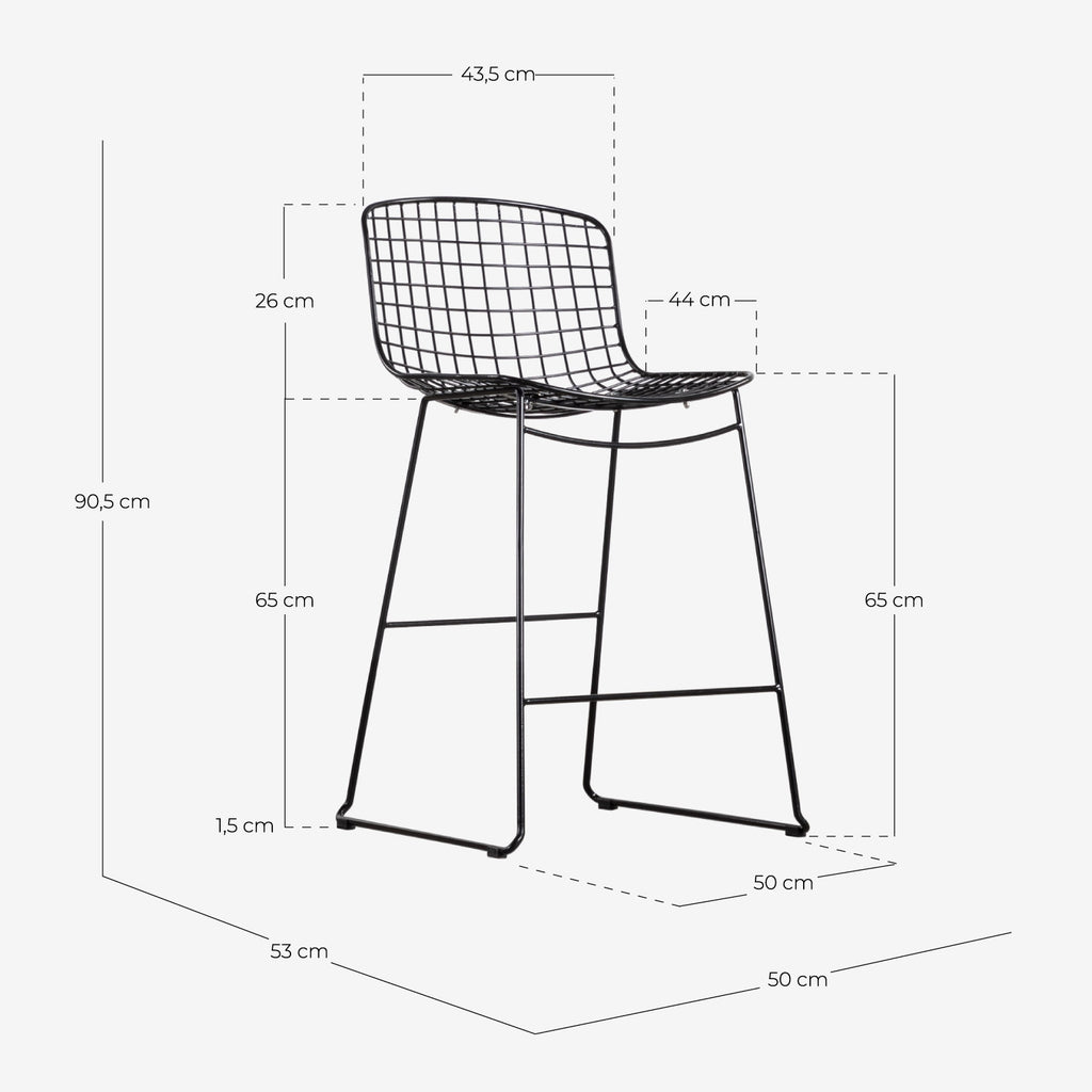Aras Low Back Metal Bar Stool - Chrome gray