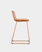 Aras Low Back Metal Bar Stool - Orange Terra