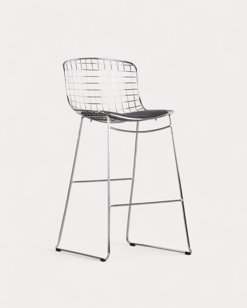 Aras Low Back Metal Bar Stool - Chrome gray
