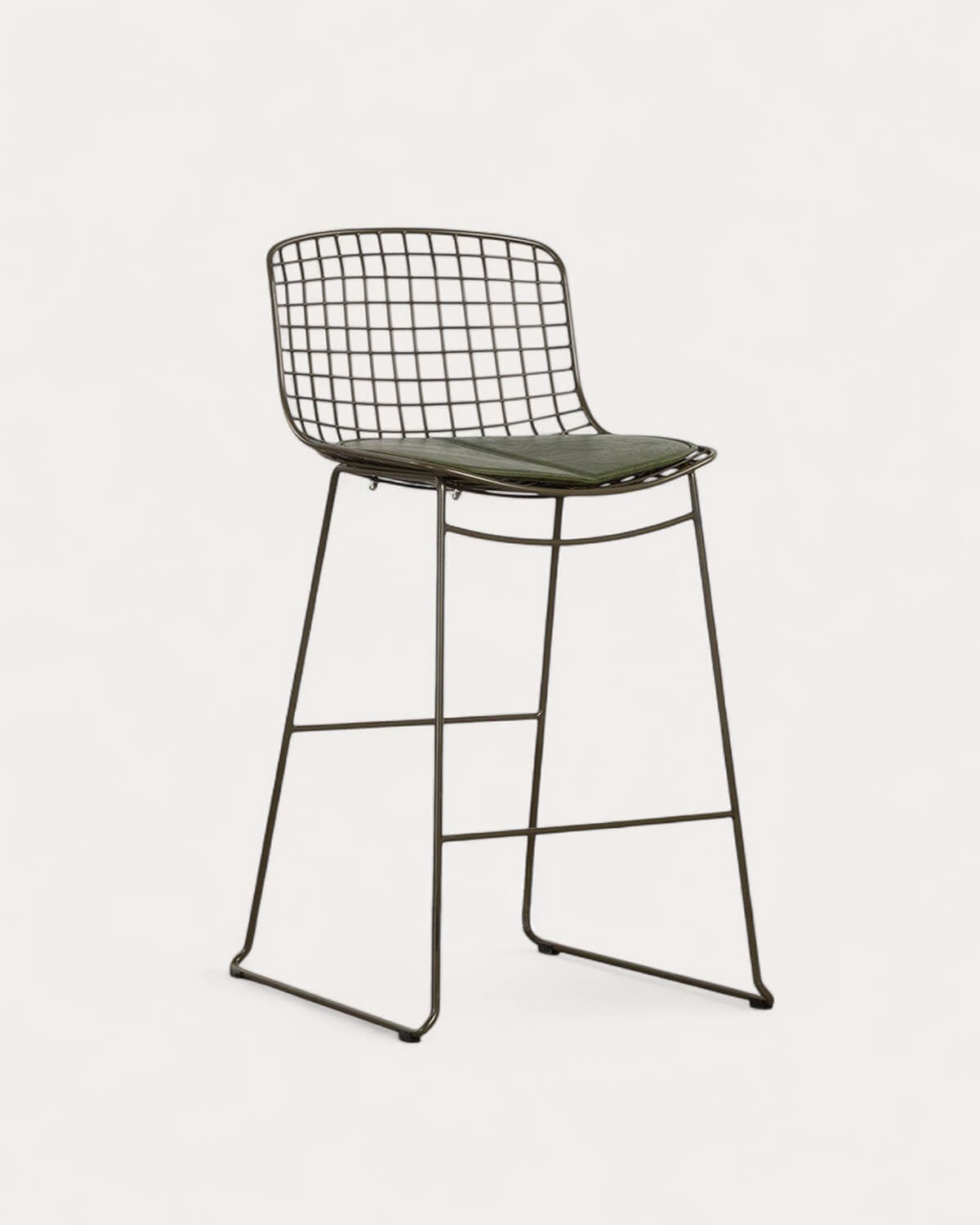 Aras Low Back Metal Bar Stool - Green Nori