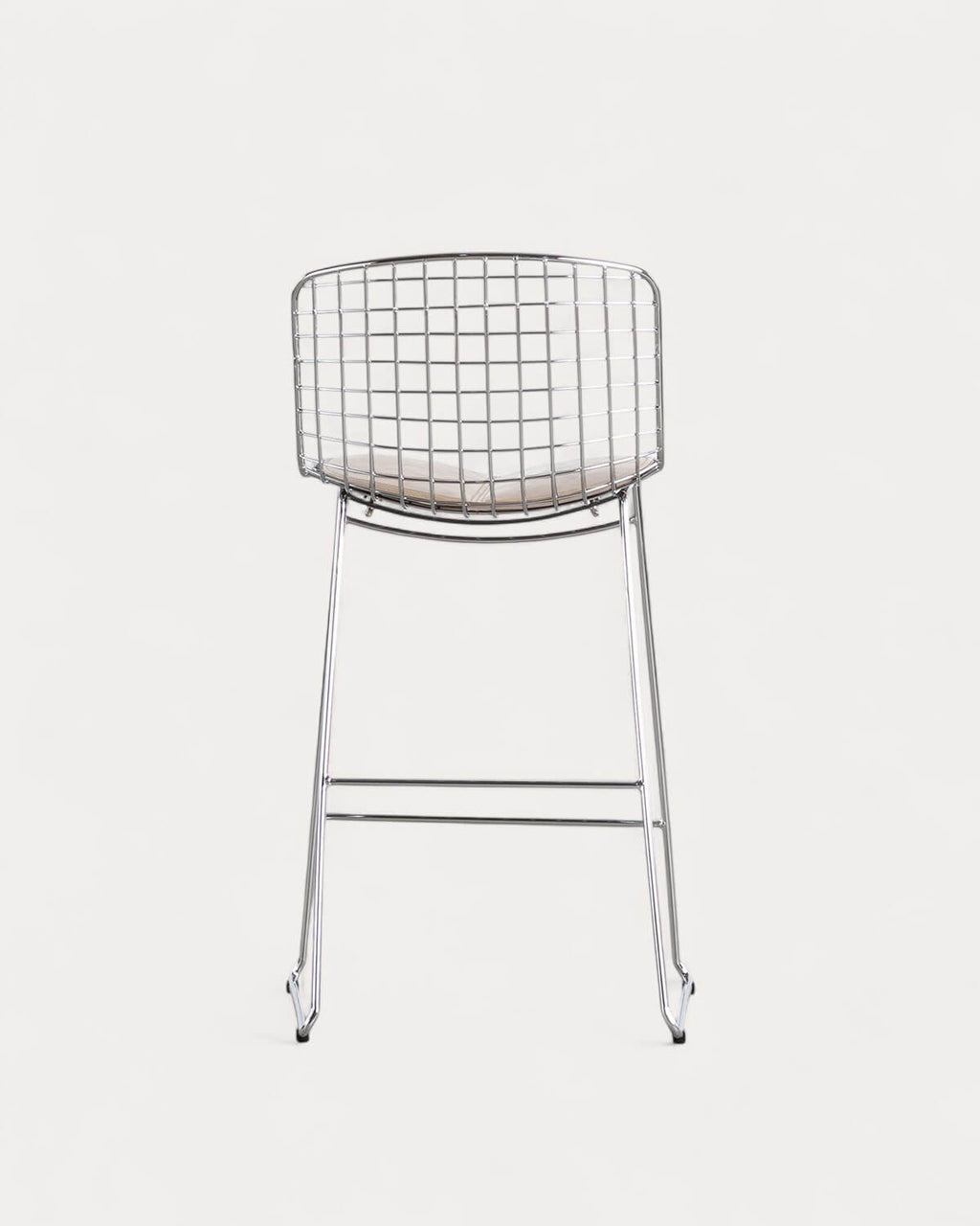 Aras Low Back Metal Bar Stool - Chrome gray