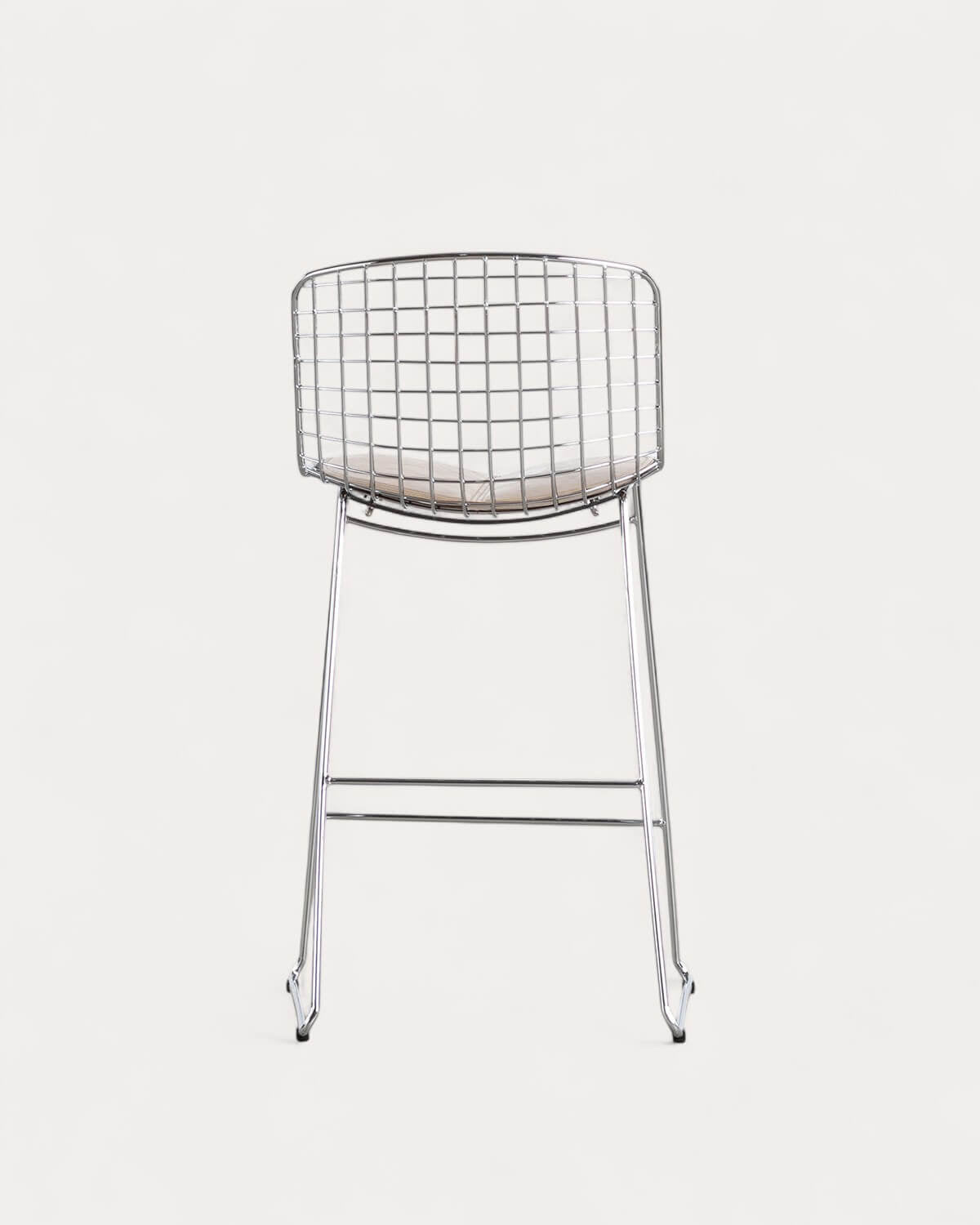Aras Low Back Metal Bar Stool - Chrome gray
