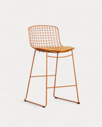 Aras Low Back Metal Bar Stool - Orange Terra