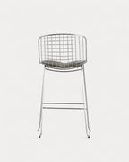 Aras Low Back Metal Bar Stool - Chrome gray