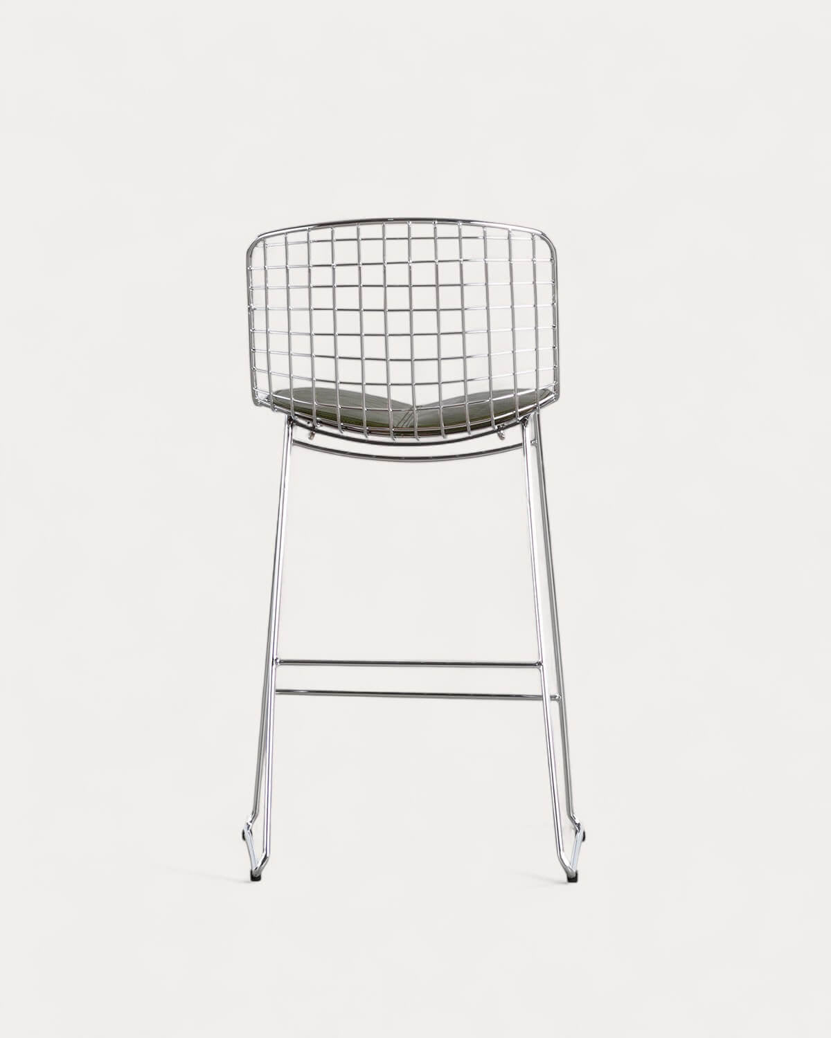 Aras Low Back Metal Bar Stool - Chrome gray