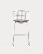 Aras Low Back Metal Bar Stool - Chrome gray
