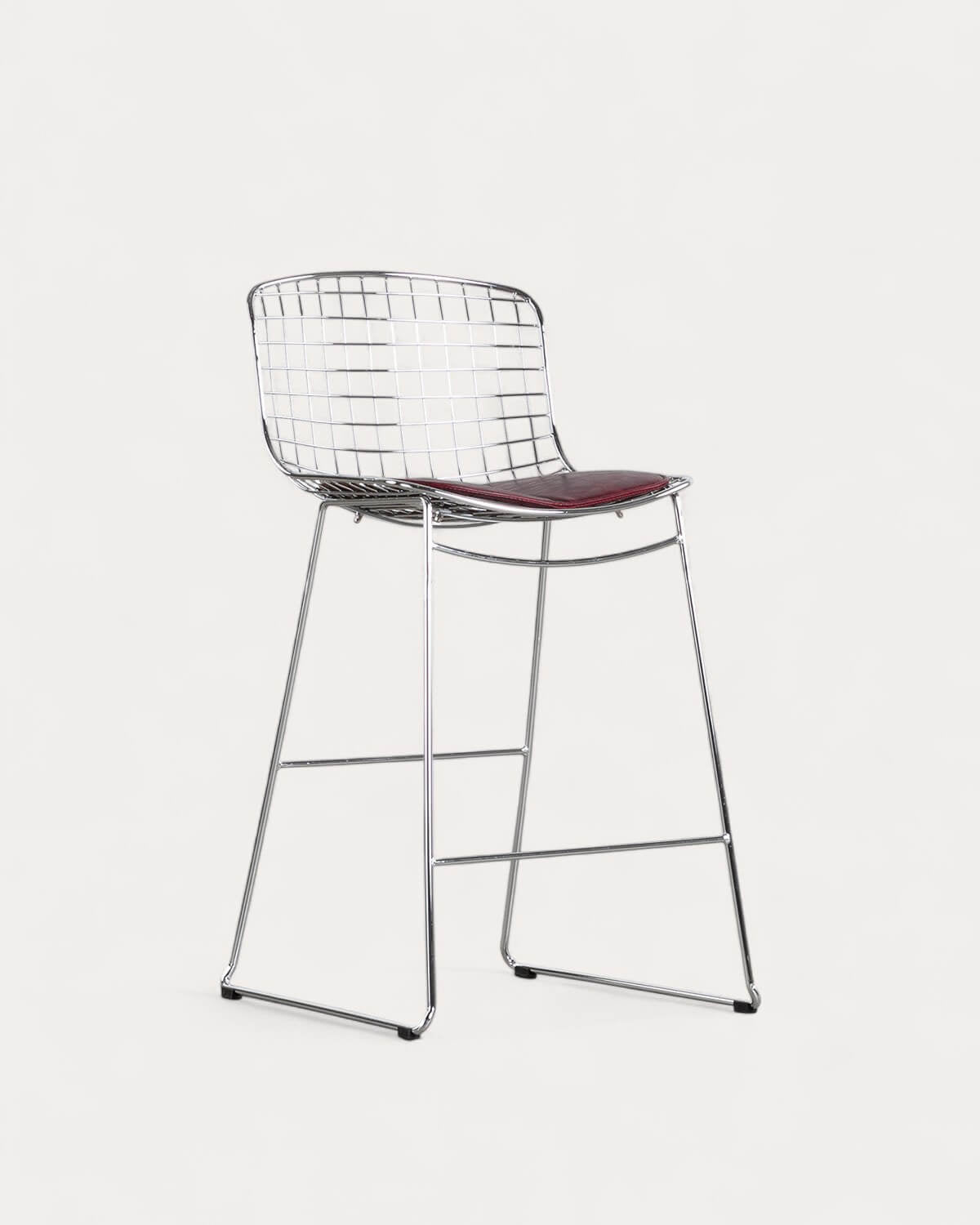 Aras Low Back Metal Bar Stool - Chrome gray