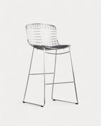 Aras Low Back Metal Bar Stool - Chrome gray