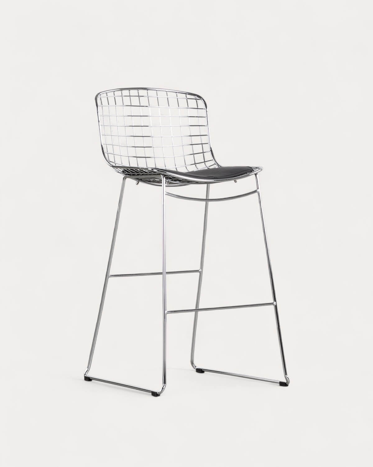 Aras Low Back Metal Bar Stool - Chrome gray