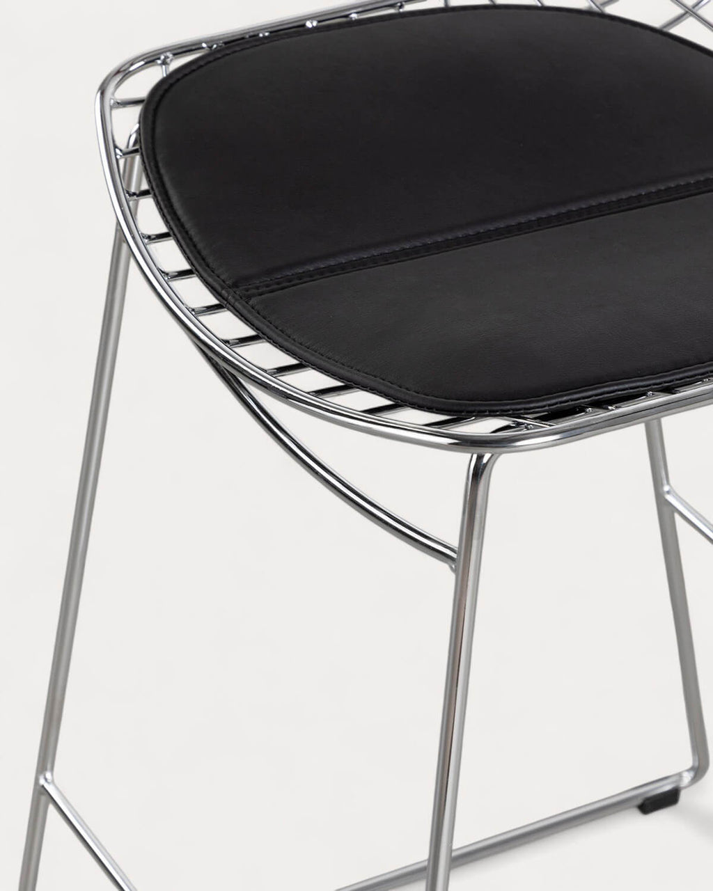 Aras Low Back Metal Bar Stool - Chrome gray