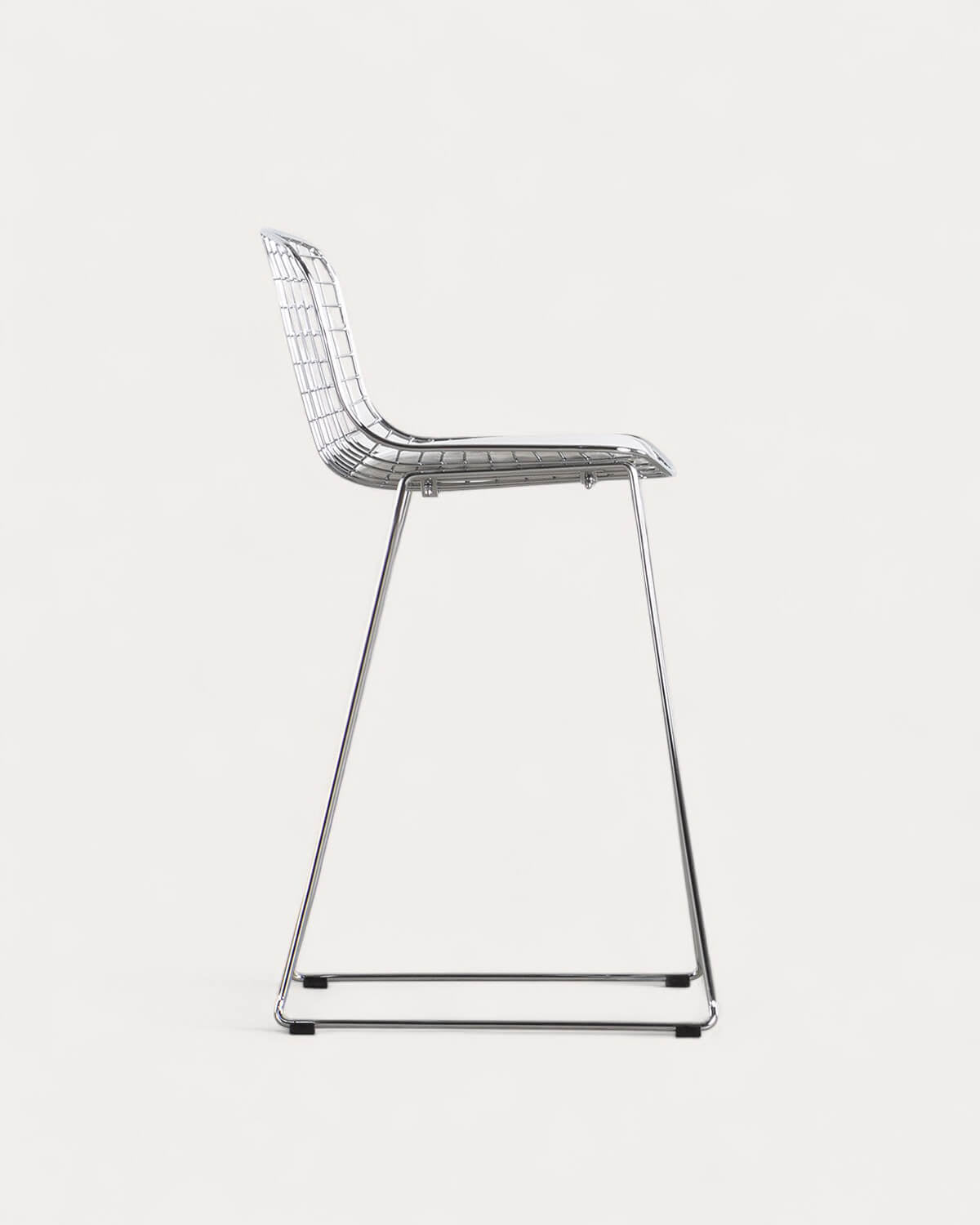 Aras Low Back Metal Bar Stool - Chrome gray