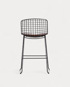 Aras Low Back Metal Bar Stool - Preto Obsidian