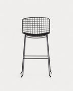 Aras Low Back Metal Bar Stool - Black