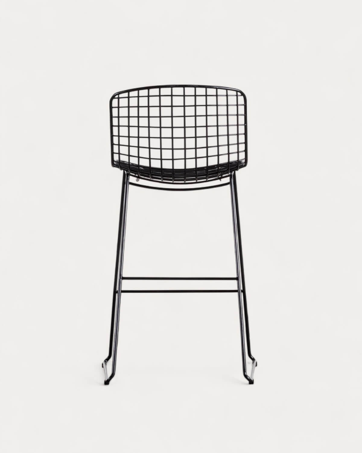 Aras Low Back Metal Bar Stool - Black