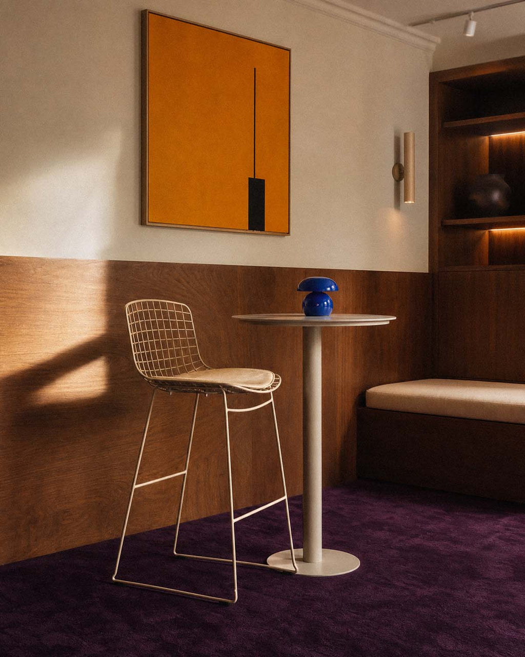Aras Low Back Metal Bar Stool - Brown Clay