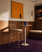 Aras Low Back Metal Bar Stool - Brown Clay