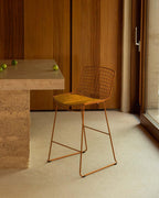 Aras Low Back Metal Bar Stool - Orange Terra