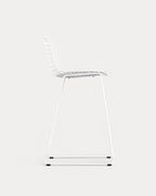Aras Low Back Metal Bar Stool - Polar White
