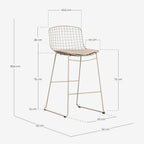 Aras Low Back Metal Bar Stool - Orange Terra