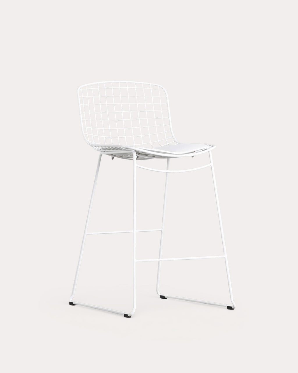 Aras Low Back Metal Bar Stool - Polar White