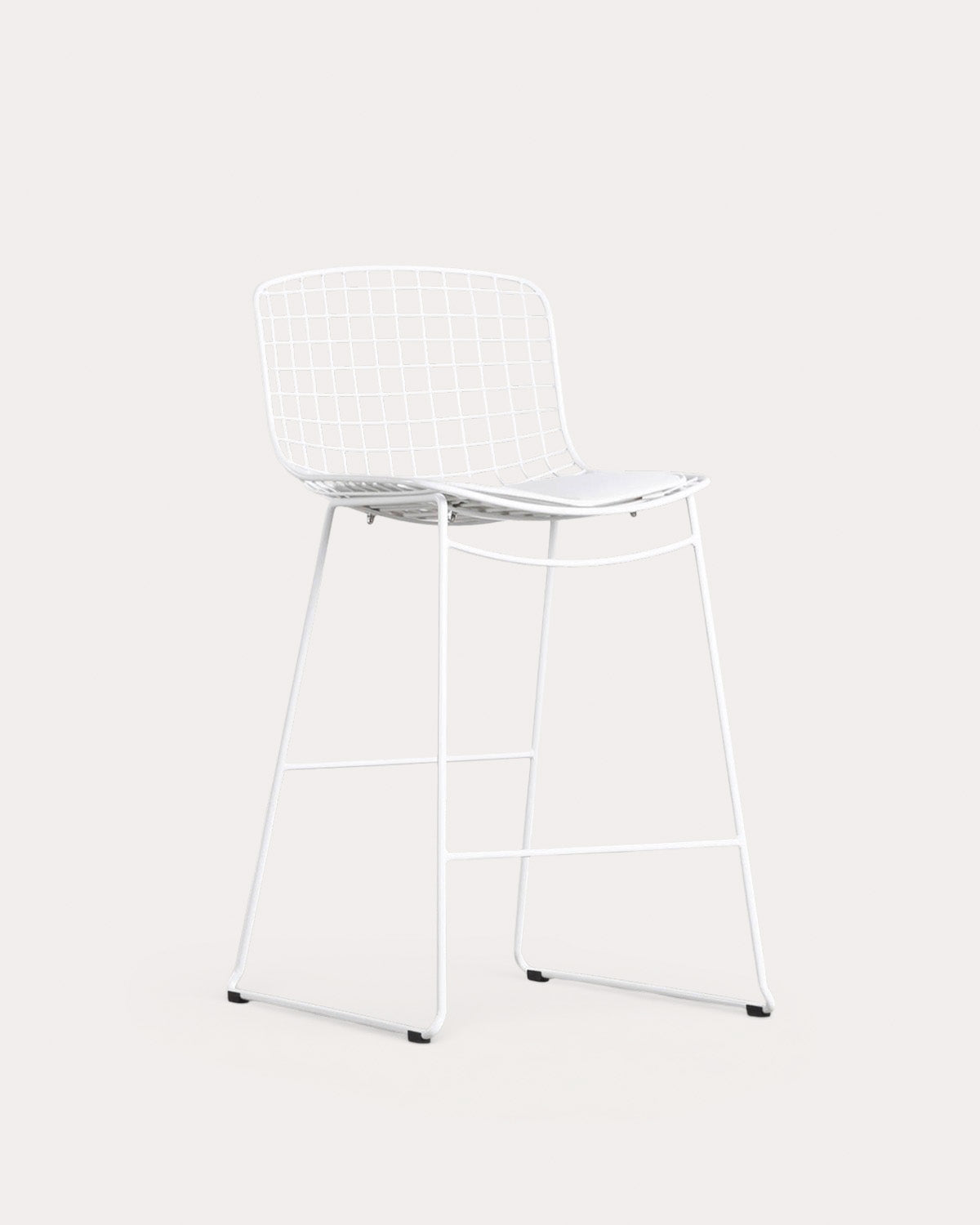Aras Low Back Metal Bar Stool - Polar White