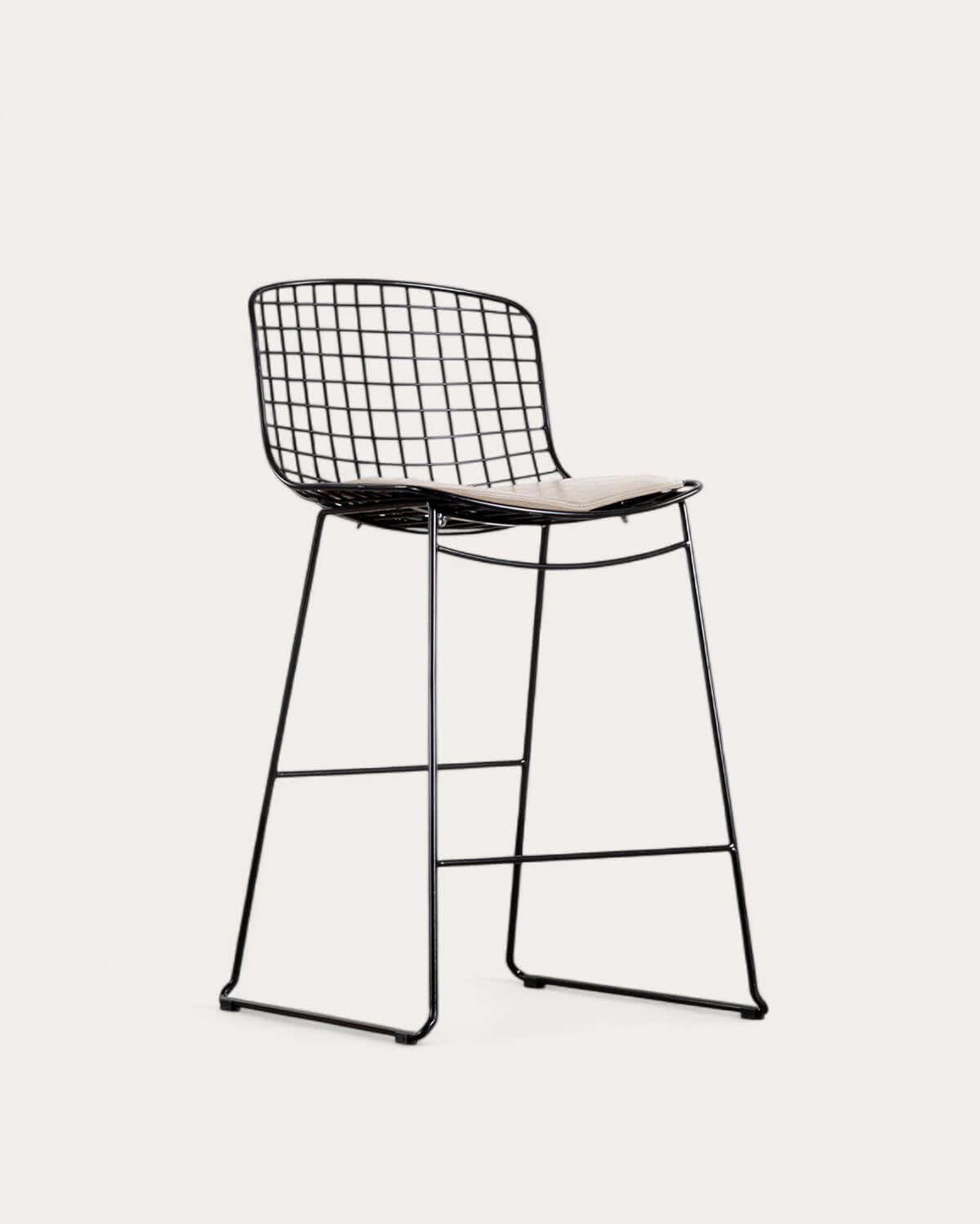 Aras Low Back Metal Bar Stool - Preto Obsidian