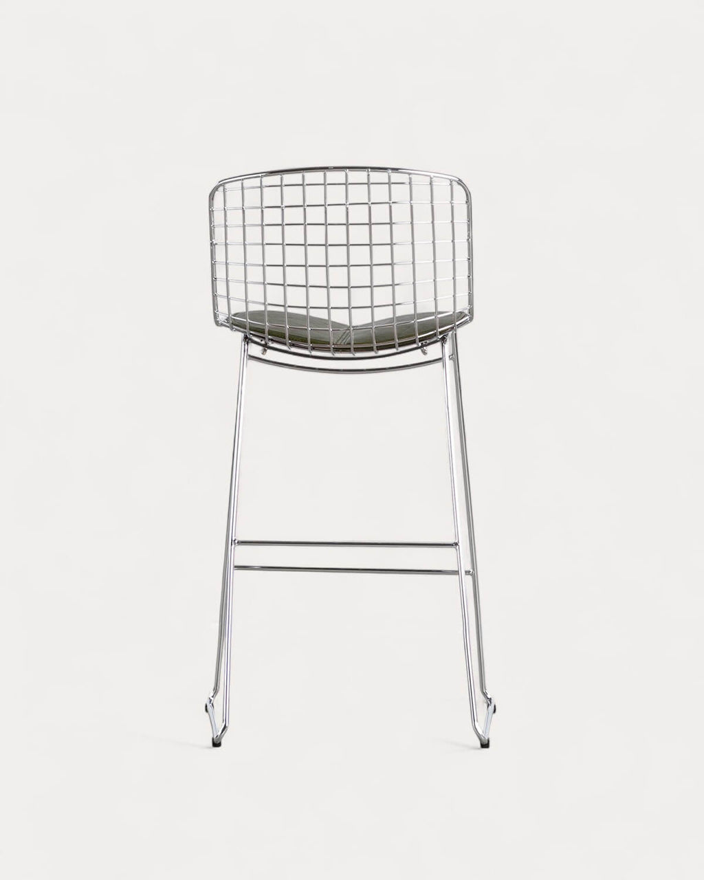 Aras Low Back Metal Bar Stool - Chrome gray