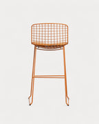 Aras Low Back Metal Bar Stool - Orange Terra