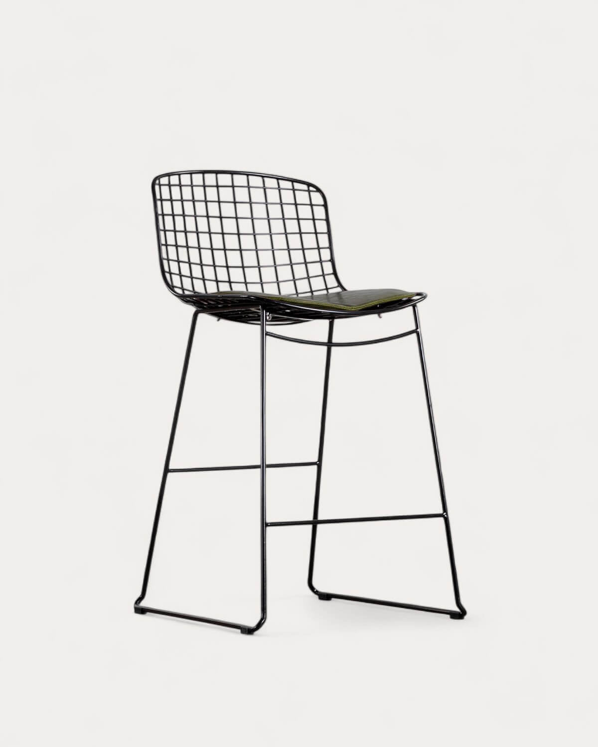 Aras Low Back Metal Bar Stool - Preto Obsidian