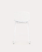 Aras Low Back Metal Bar Stool - Polar White