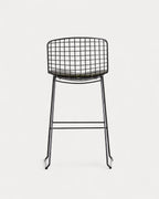 Aras Low Back Metal Bar Stool - Black