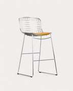 Aras Low Back Metal Bar Stool - Chrome gray