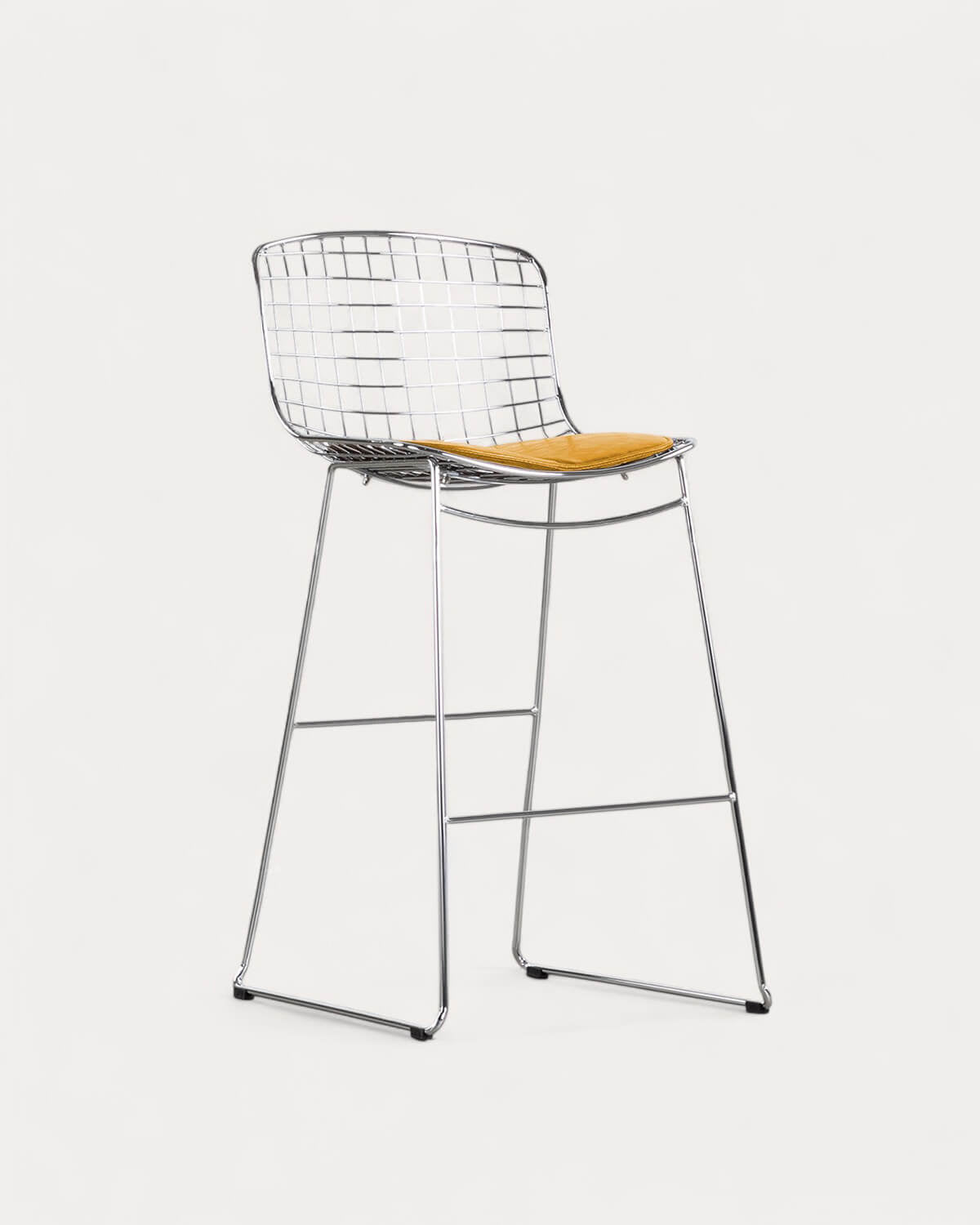 Aras Low Back Metal Bar Stool - Chrome gray