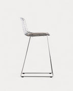 Aras Low Back Metal Bar Stool - Chrome gray