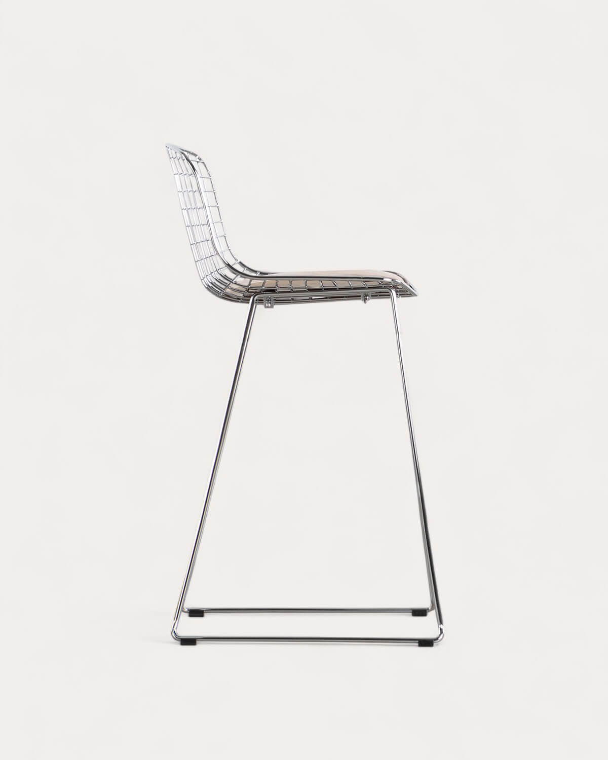 Aras Low Back Metal Bar Stool - Chrome gray