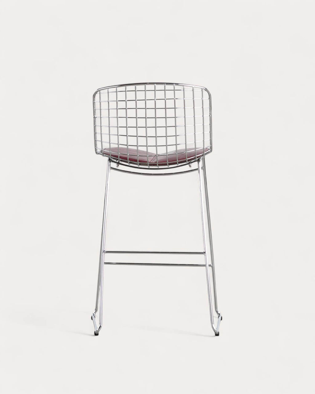 Aras Low Back Metal Bar Stool - Chrome gray