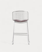 Aras Low Back Metal Bar Stool - Chrome gray