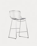 Aras Low Back Metal Bar Stool - Chrome gray