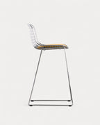 Aras Low Back Metal Bar Stool - Chrome gray
