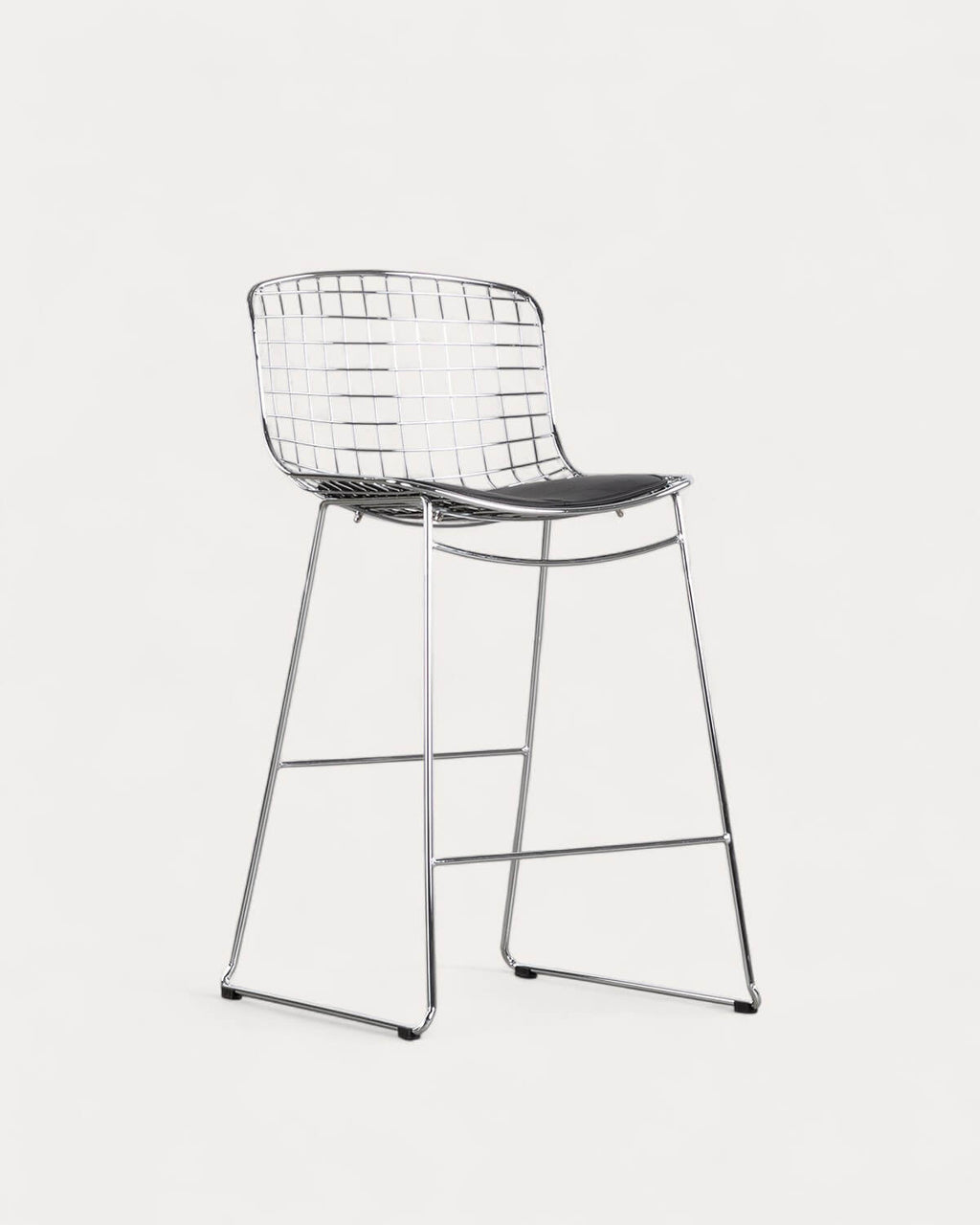 Aras Low Back Metal Bar Stool - Chrome gray