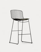 Aras Low Back Metal Bar Stool - Black